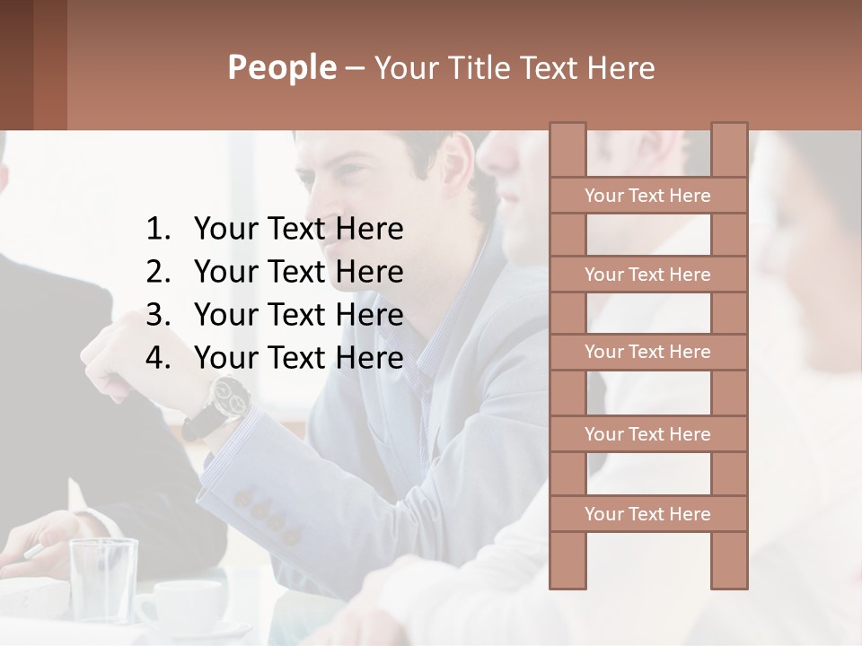 A Group Of People Sitting At A Table In A Meeting PowerPoint Template