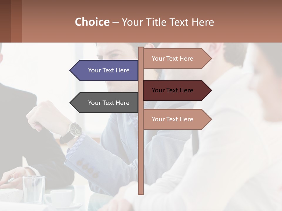 A Group Of People Sitting At A Table In A Meeting PowerPoint Template