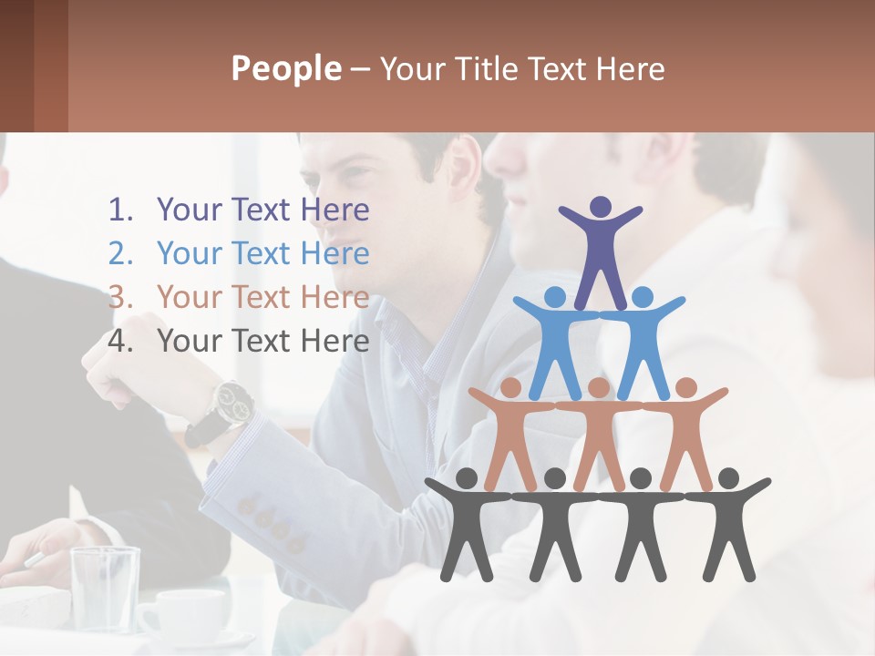 A Group Of People Sitting At A Table In A Meeting PowerPoint Template