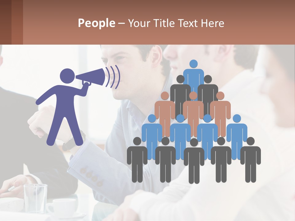 A Group Of People Sitting At A Table In A Meeting PowerPoint Template