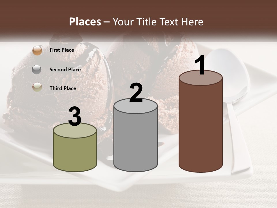 Two Scoops Of Ice Cream On A Plate With A Spoon PowerPoint Template