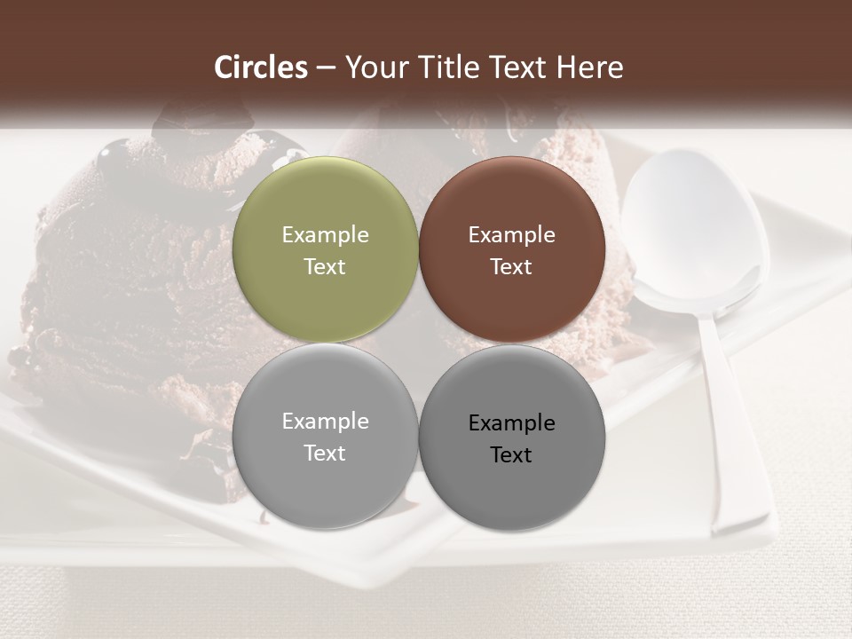 Two Scoops Of Ice Cream On A Plate With A Spoon PowerPoint Template