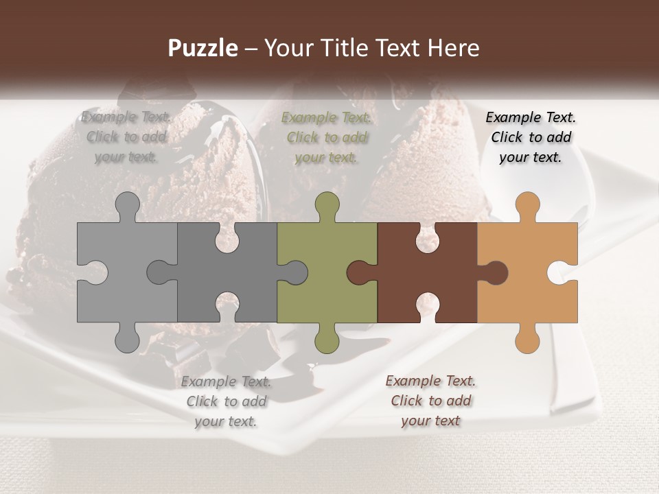 Two Scoops Of Ice Cream On A Plate With A Spoon PowerPoint Template