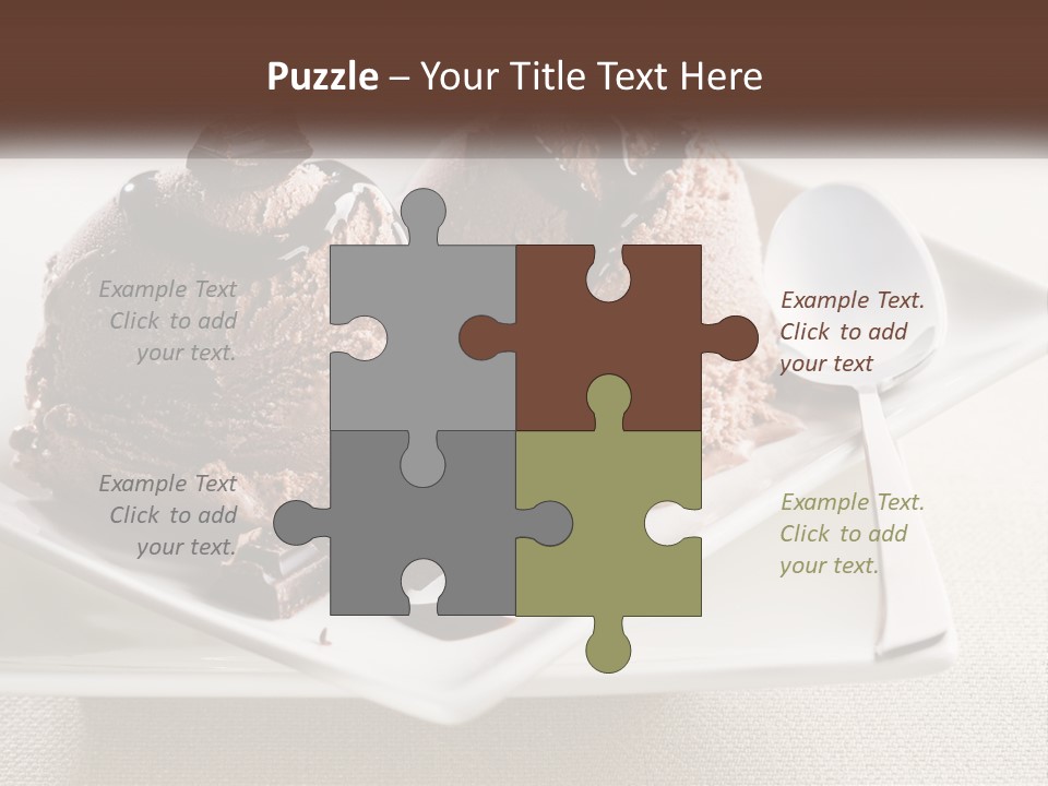 Two Scoops Of Ice Cream On A Plate With A Spoon PowerPoint Template