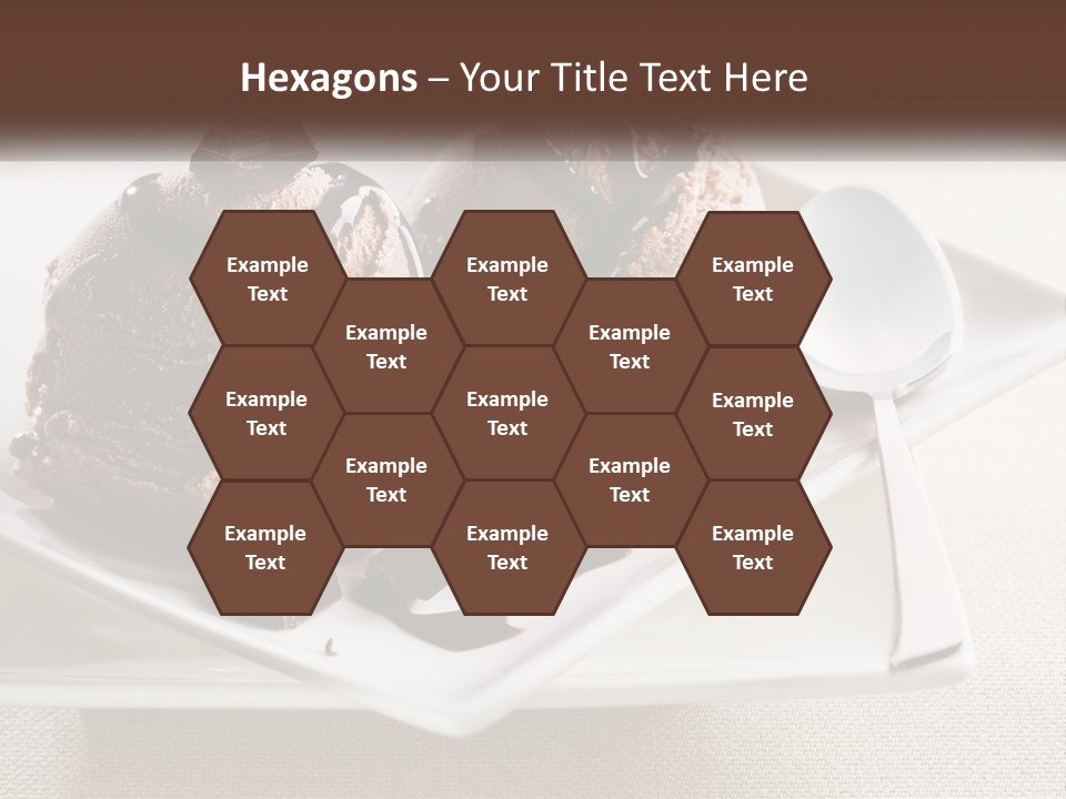 Two Scoops Of Ice Cream On A Plate With A Spoon PowerPoint Template