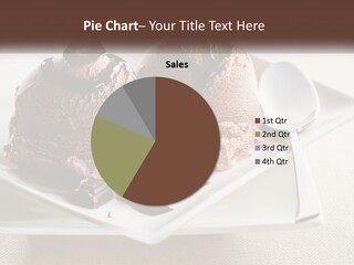 Two Scoops Of Ice Cream On A Plate With A Spoon PowerPoint Template