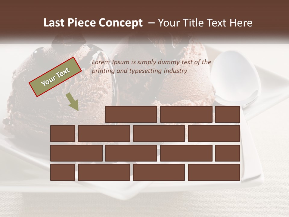 Two Scoops Of Ice Cream On A Plate With A Spoon PowerPoint Template