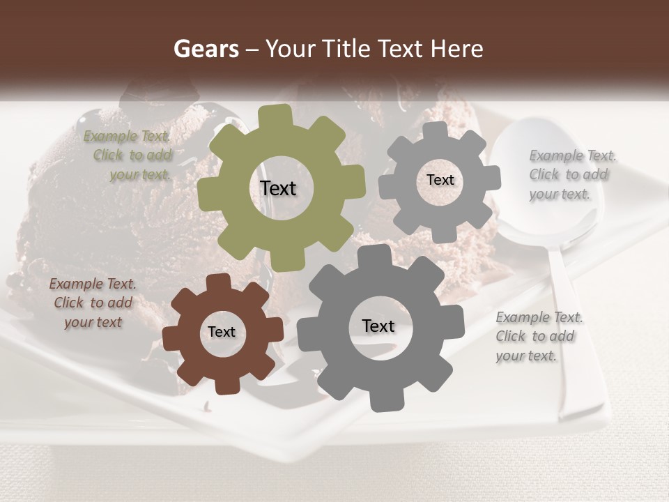 Two Scoops Of Ice Cream On A Plate With A Spoon PowerPoint Template