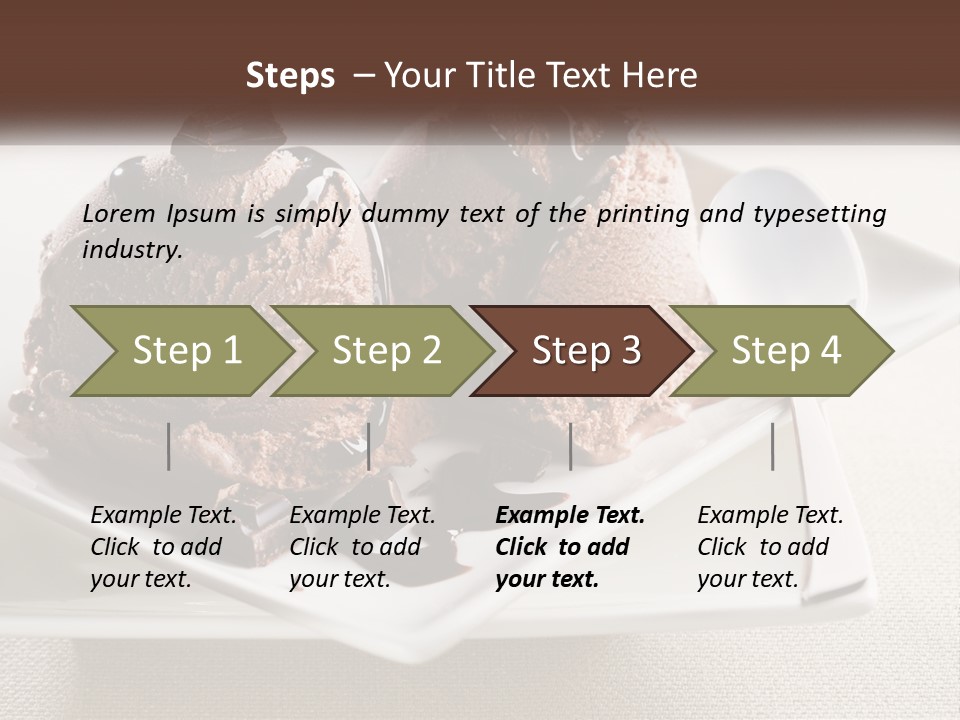 Two Scoops Of Ice Cream On A Plate With A Spoon PowerPoint Template