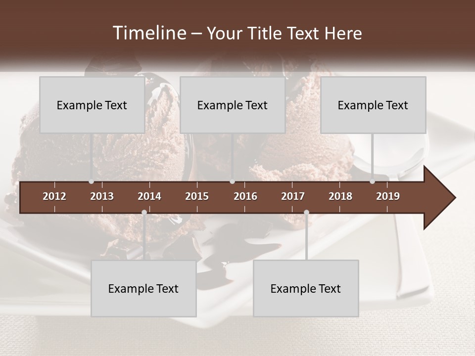 Two Scoops Of Ice Cream On A Plate With A Spoon PowerPoint Template