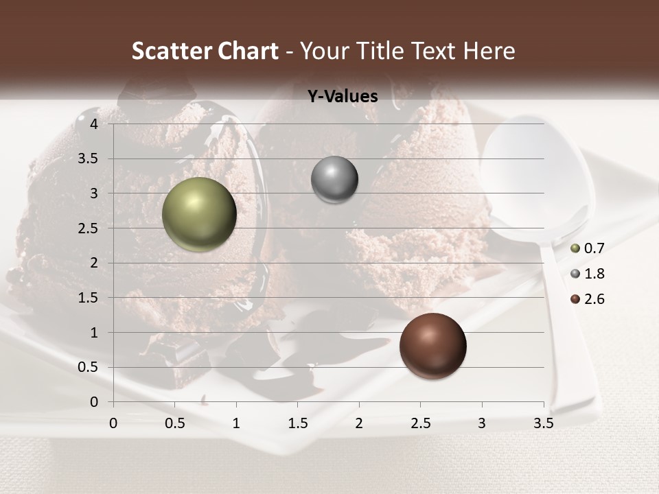 Two Scoops Of Ice Cream On A Plate With A Spoon PowerPoint Template