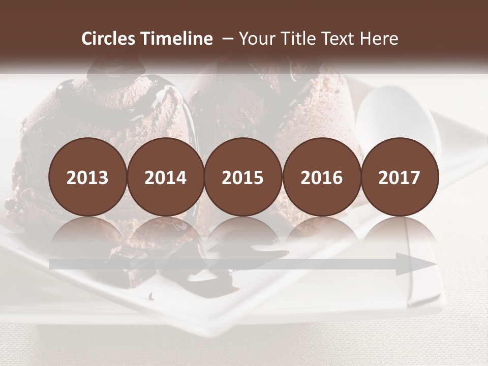 Two Scoops Of Ice Cream On A Plate With A Spoon PowerPoint Template