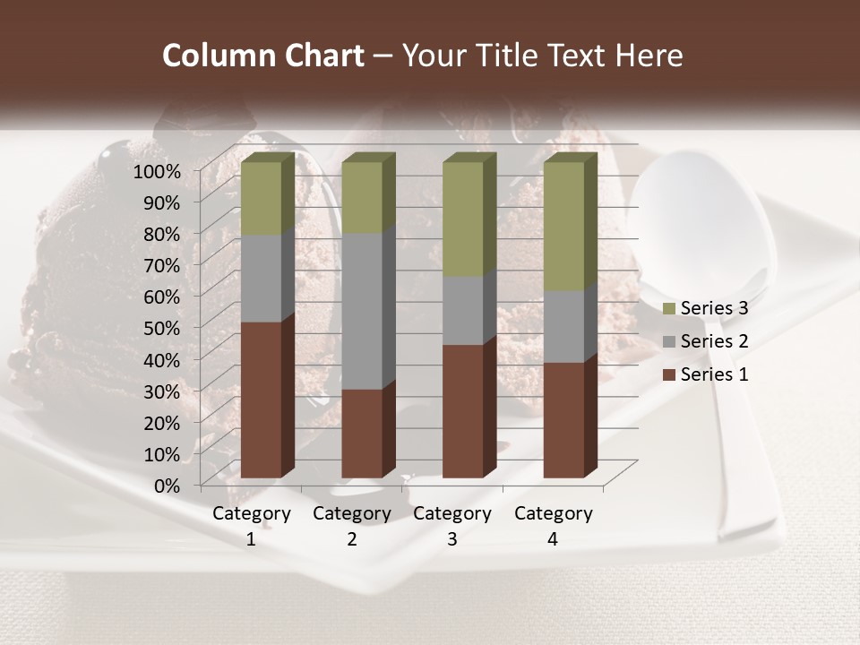 Two Scoops Of Ice Cream On A Plate With A Spoon PowerPoint Template