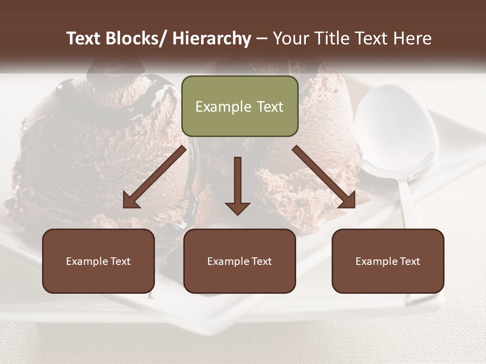 Two Scoops Of Ice Cream On A Plate With A Spoon PowerPoint Template