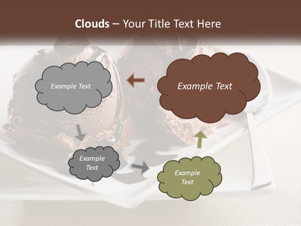 Two Scoops Of Ice Cream On A Plate With A Spoon PowerPoint Template