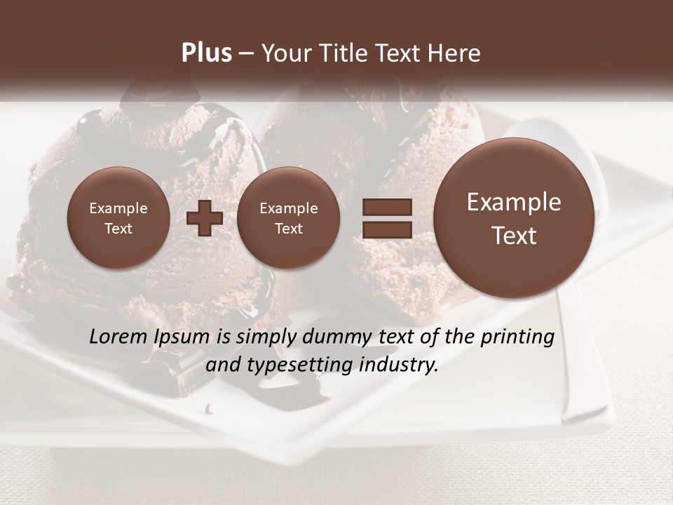 Two Scoops Of Ice Cream On A Plate With A Spoon PowerPoint Template