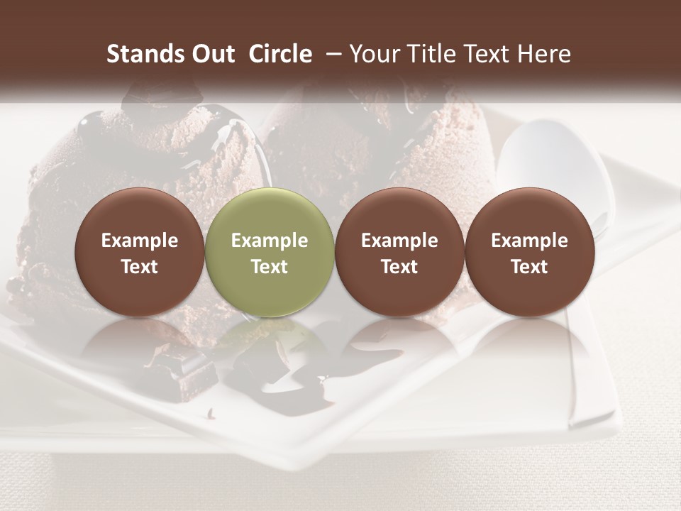 Two Scoops Of Ice Cream On A Plate With A Spoon PowerPoint Template