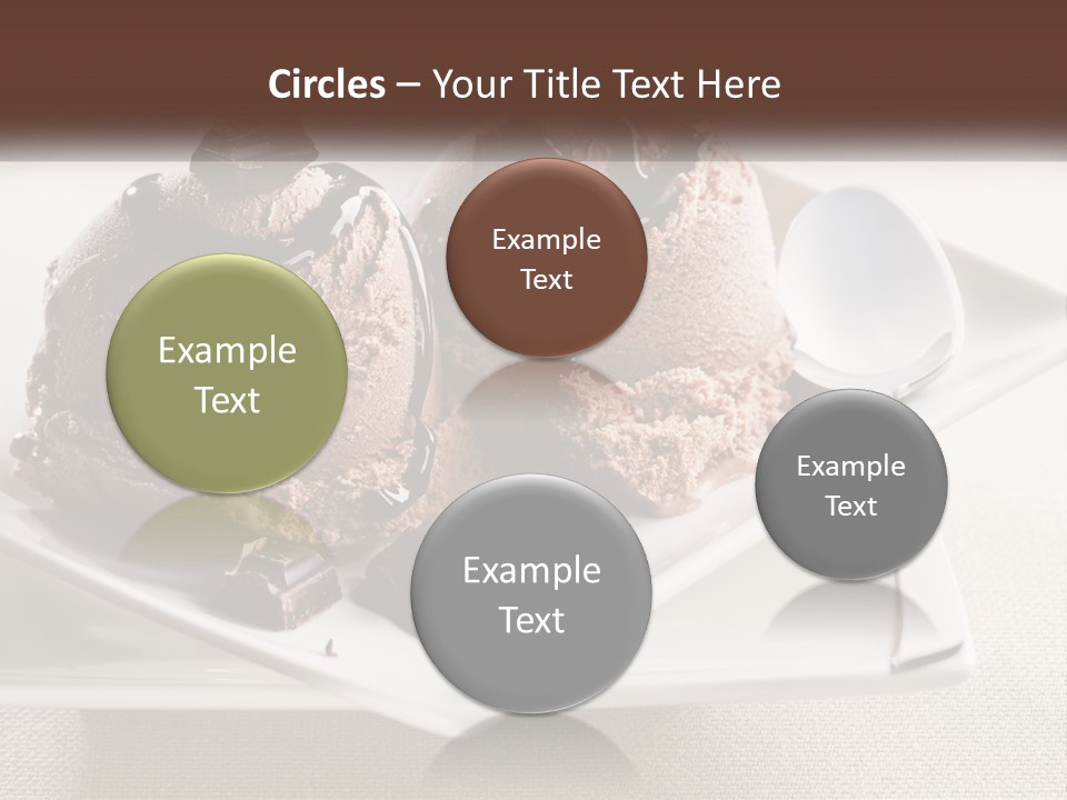 Two Scoops Of Ice Cream On A Plate With A Spoon PowerPoint Template