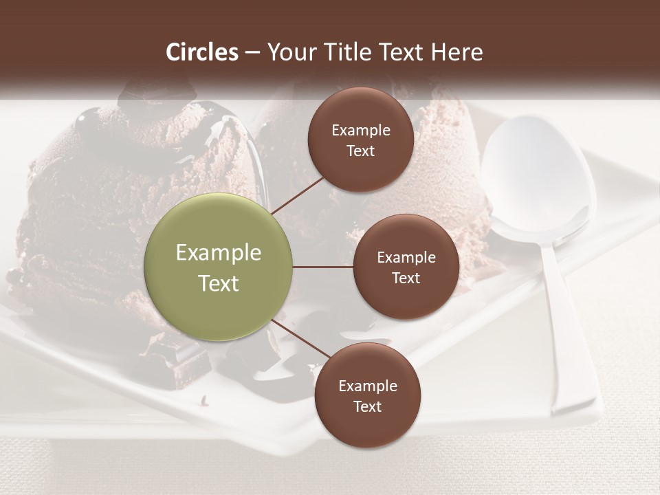 Two Scoops Of Ice Cream On A Plate With A Spoon PowerPoint Template