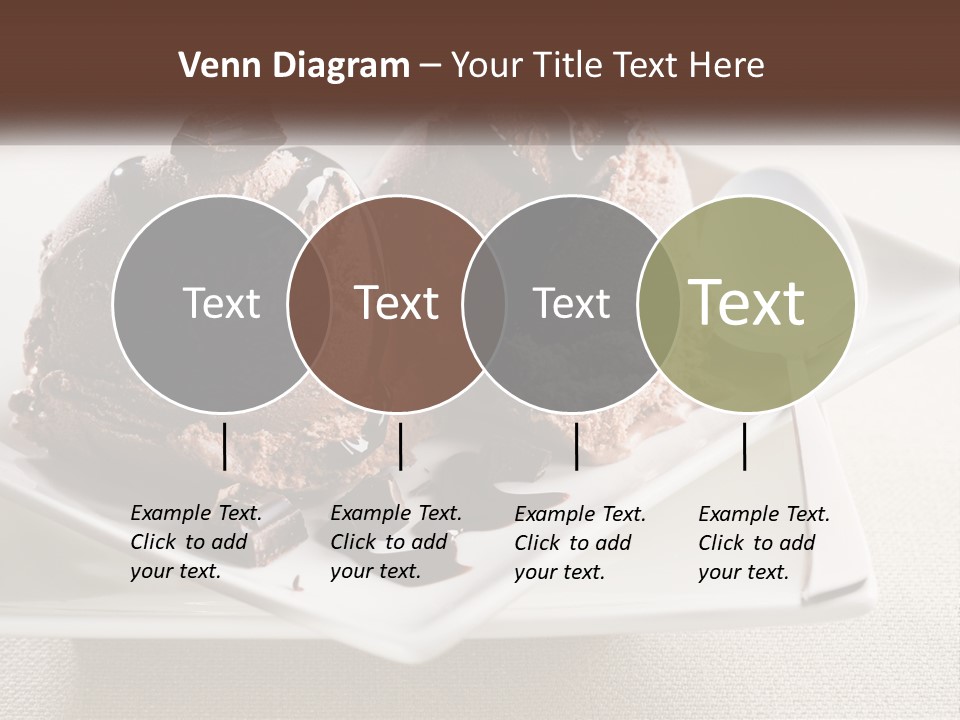 Two Scoops Of Ice Cream On A Plate With A Spoon PowerPoint Template