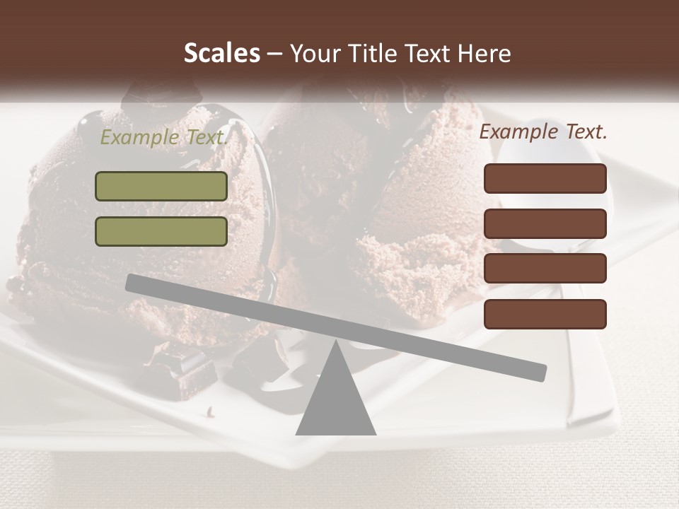 Two Scoops Of Ice Cream On A Plate With A Spoon PowerPoint Template