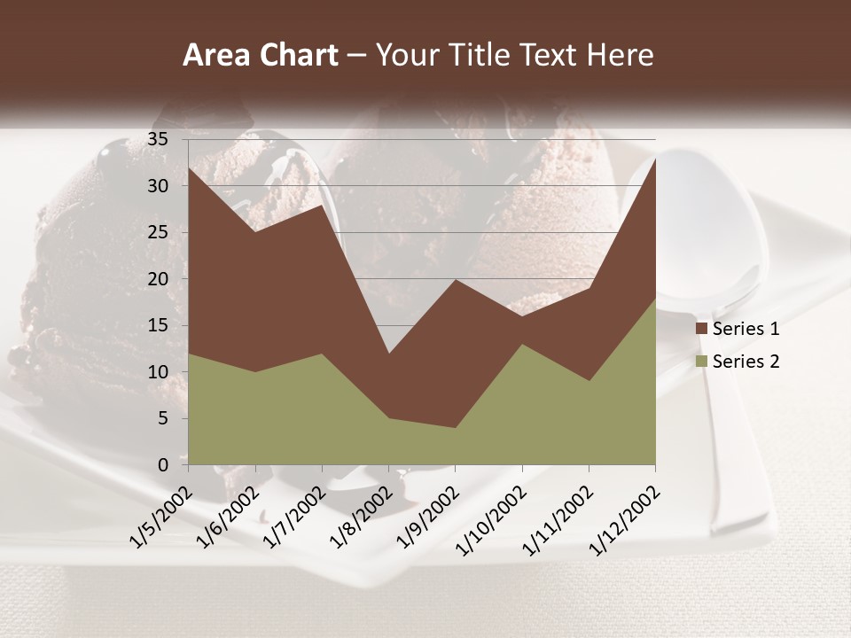 Two Scoops Of Ice Cream On A Plate With A Spoon PowerPoint Template