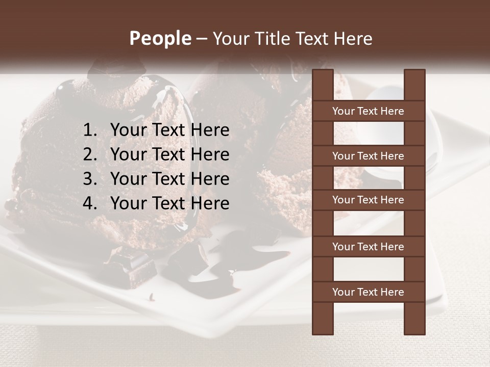 Two Scoops Of Ice Cream On A Plate With A Spoon PowerPoint Template