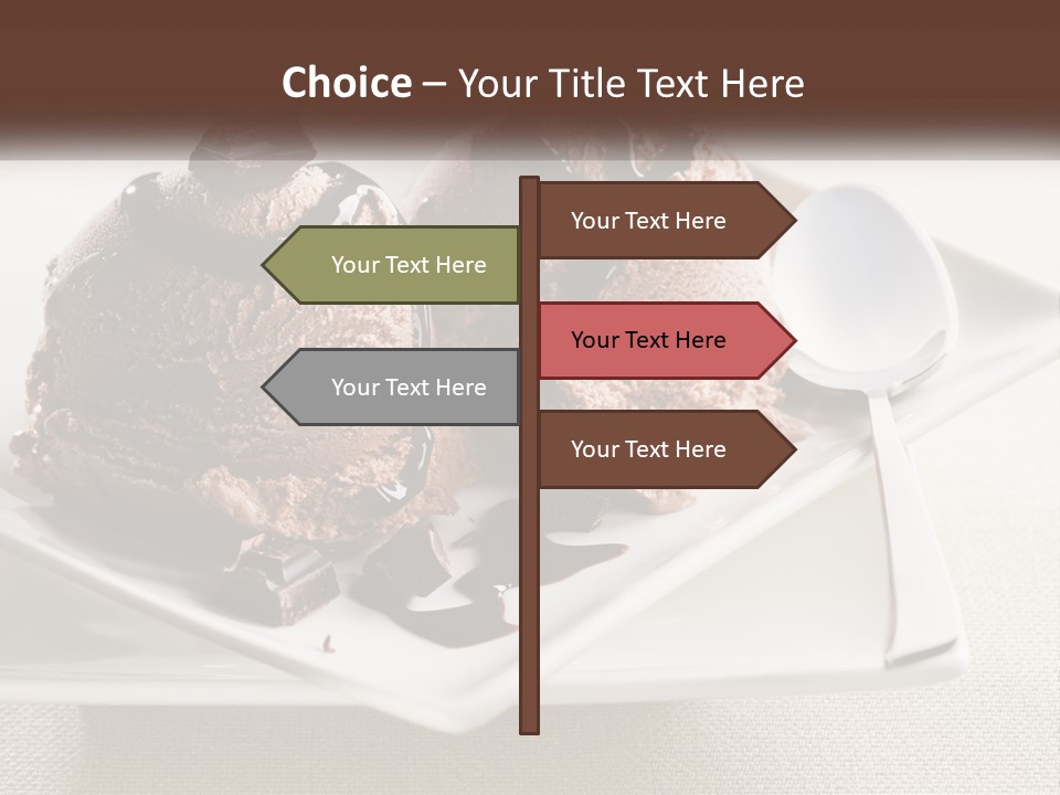 Two Scoops Of Ice Cream On A Plate With A Spoon PowerPoint Template