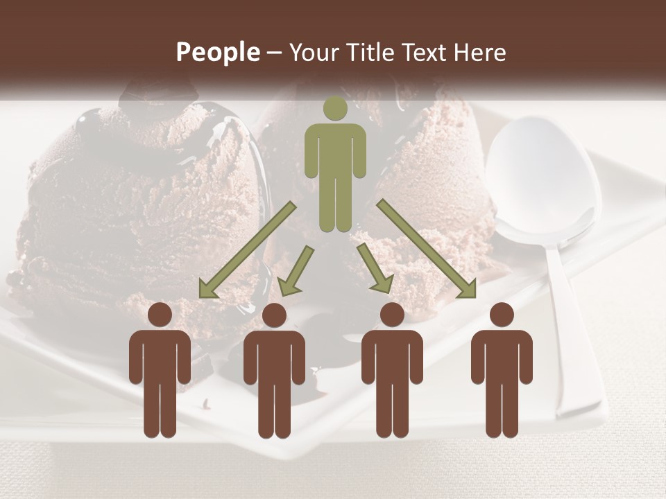 Two Scoops Of Ice Cream On A Plate With A Spoon PowerPoint Template