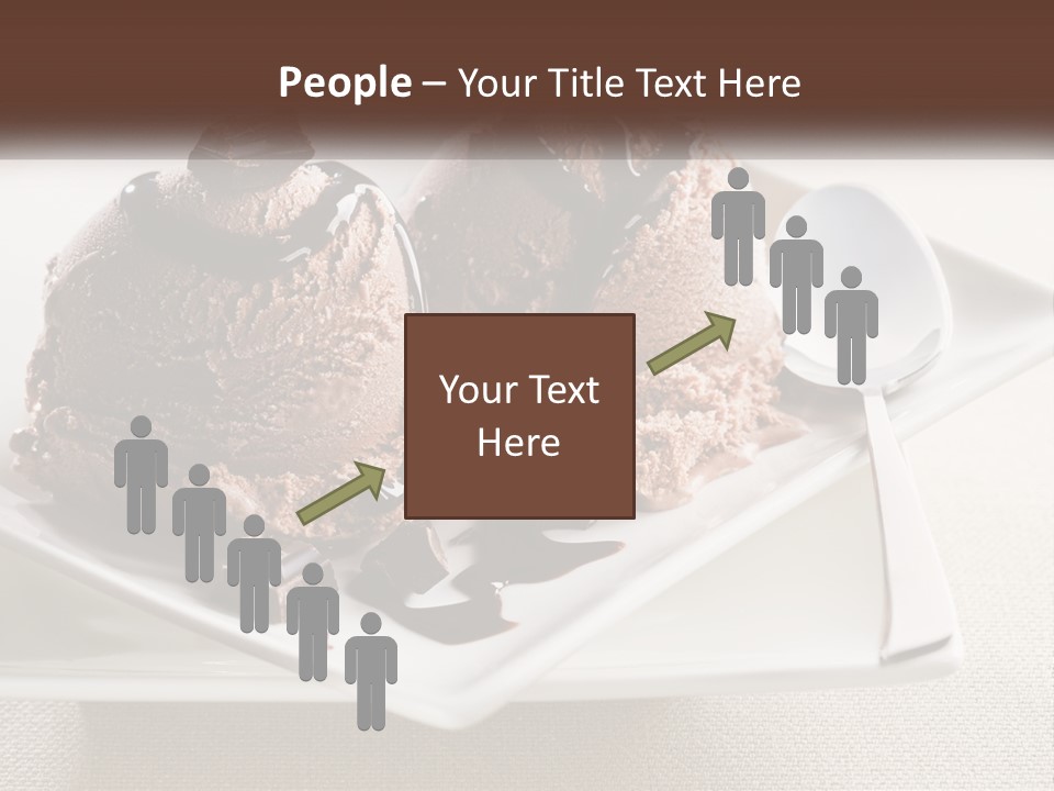 Two Scoops Of Ice Cream On A Plate With A Spoon PowerPoint Template