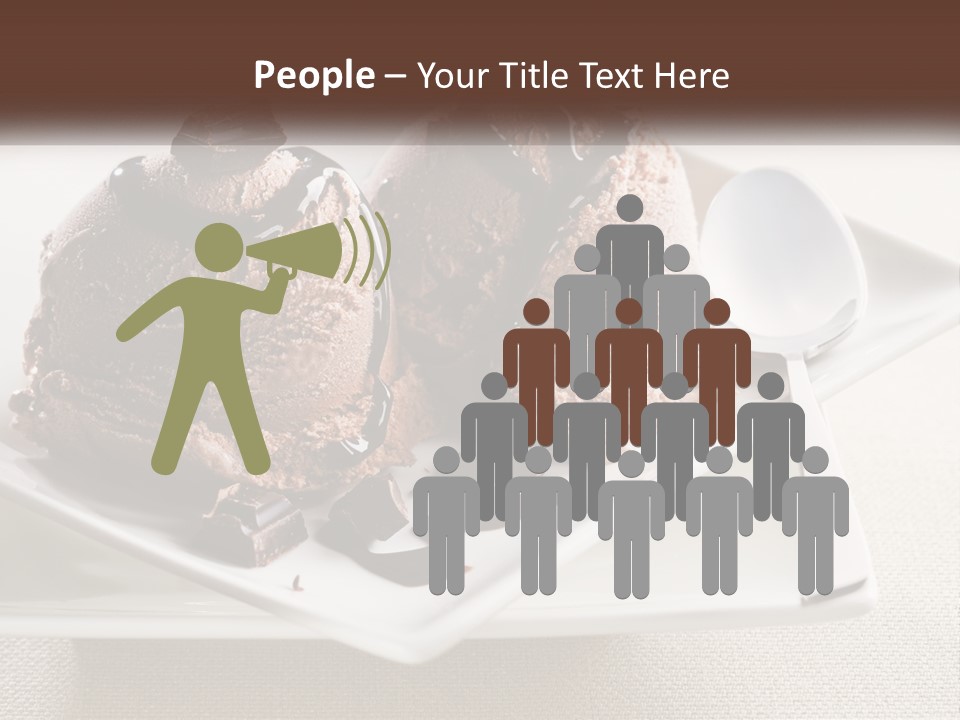 Two Scoops Of Ice Cream On A Plate With A Spoon PowerPoint Template