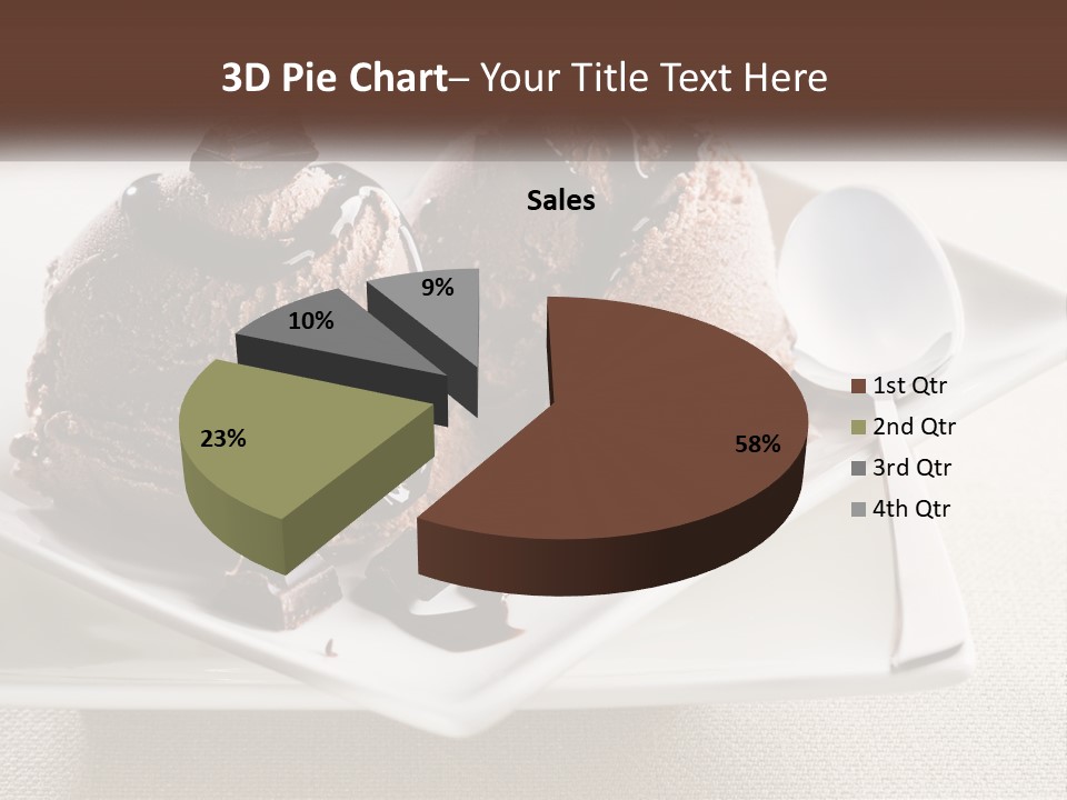 Two Scoops Of Ice Cream On A Plate With A Spoon PowerPoint Template
