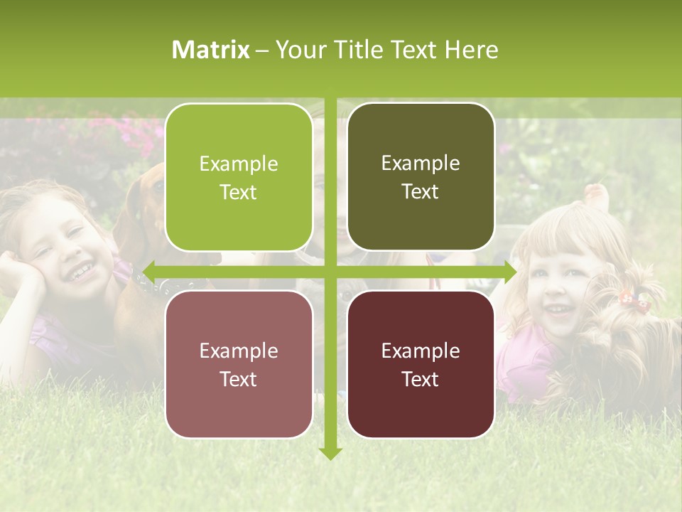 A Group Of Children Laying In The Grass With A Dog PowerPoint Template