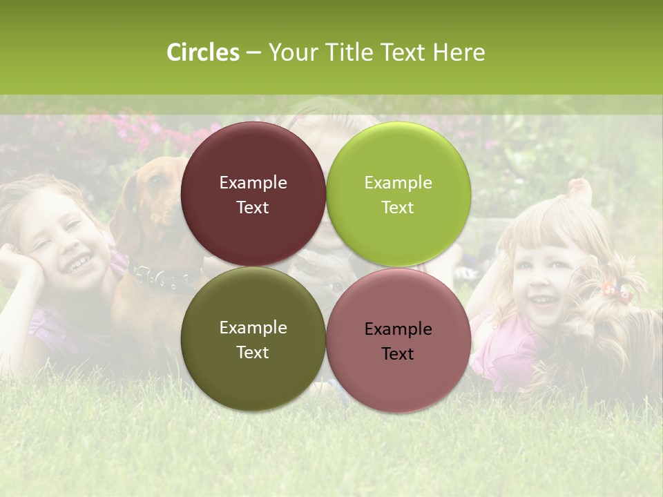 A Group Of Children Laying In The Grass With A Dog PowerPoint Template