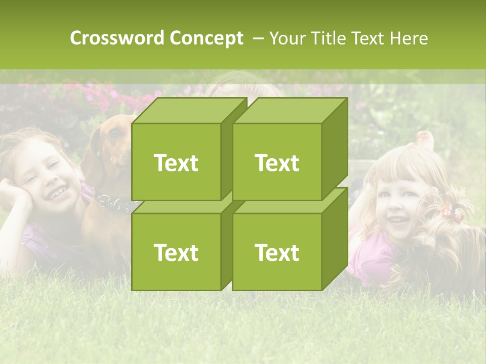 A Group Of Children Laying In The Grass With A Dog PowerPoint Template
