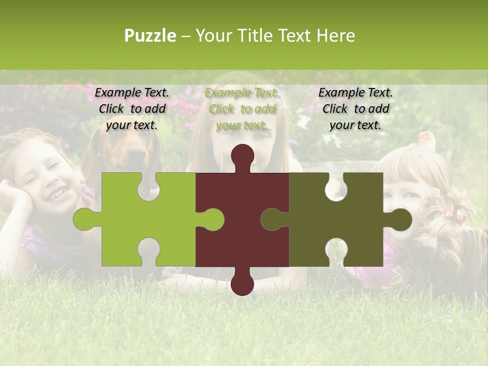 A Group Of Children Laying In The Grass With A Dog PowerPoint Template