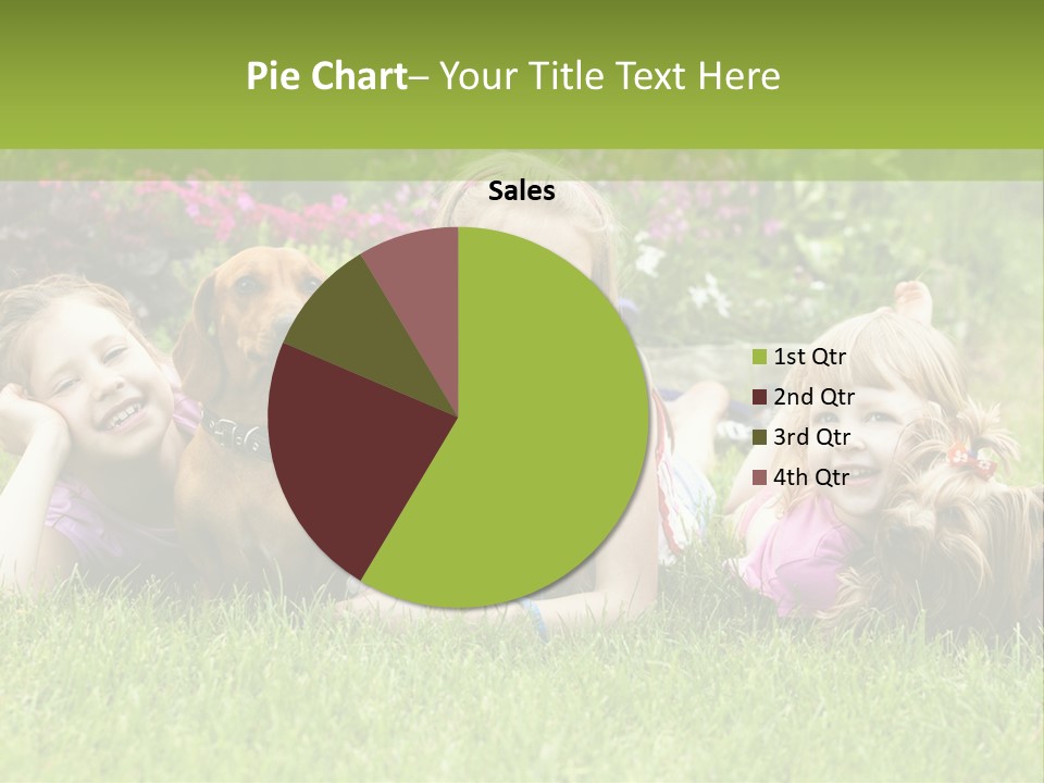 A Group Of Children Laying In The Grass With A Dog PowerPoint Template