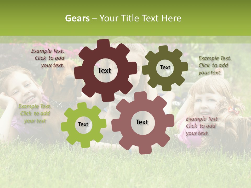 A Group Of Children Laying In The Grass With A Dog PowerPoint Template