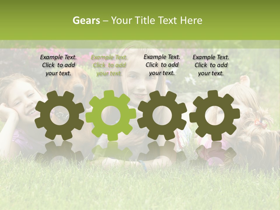 A Group Of Children Laying In The Grass With A Dog PowerPoint Template