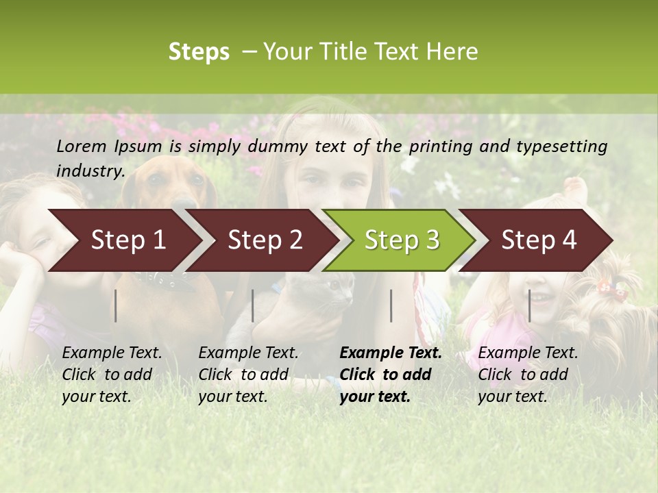 A Group Of Children Laying In The Grass With A Dog PowerPoint Template