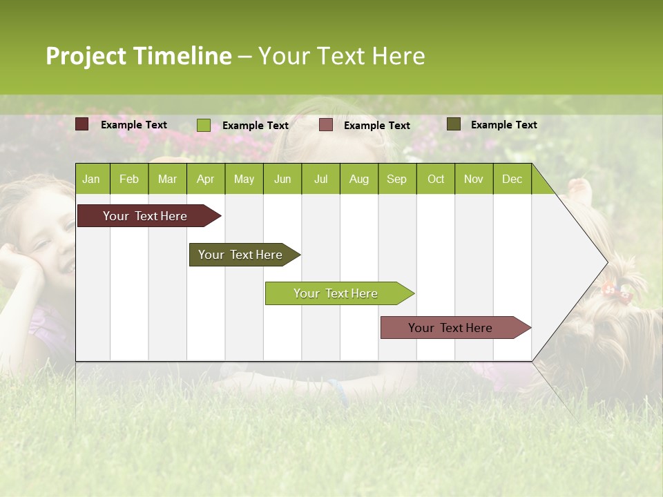 A Group Of Children Laying In The Grass With A Dog PowerPoint Template