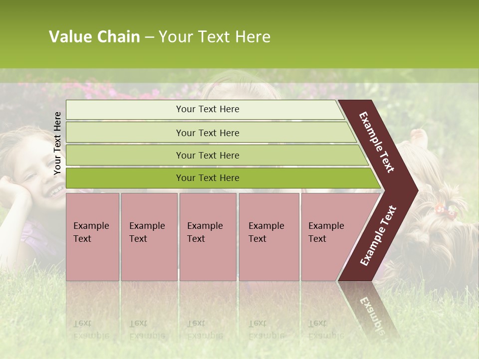 A Group Of Children Laying In The Grass With A Dog PowerPoint Template