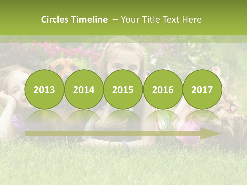 A Group Of Children Laying In The Grass With A Dog PowerPoint Template
