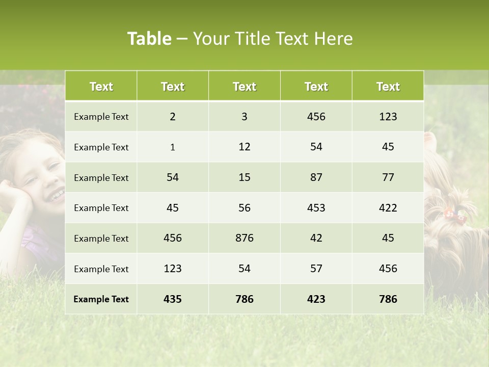 A Group Of Children Laying In The Grass With A Dog PowerPoint Template