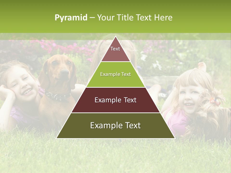 A Group Of Children Laying In The Grass With A Dog PowerPoint Template