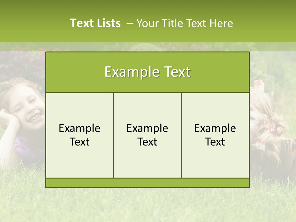 A Group Of Children Laying In The Grass With A Dog PowerPoint Template