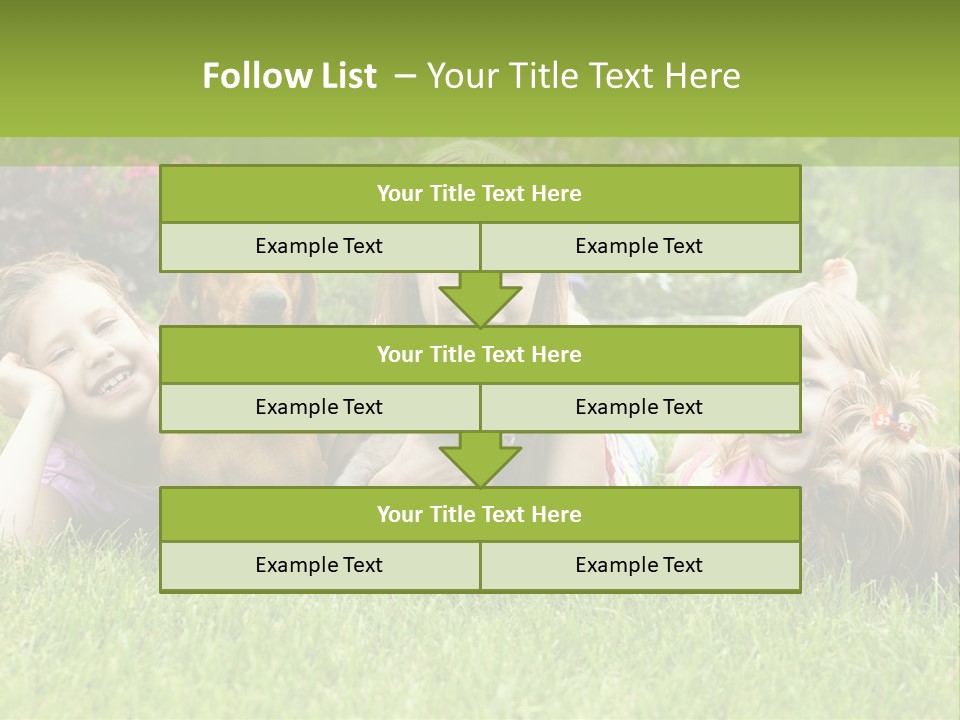 A Group Of Children Laying In The Grass With A Dog PowerPoint Template