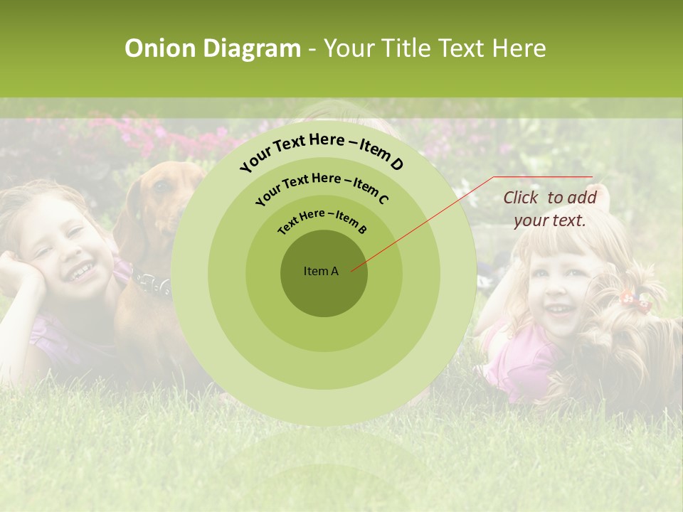 A Group Of Children Laying In The Grass With A Dog PowerPoint Template