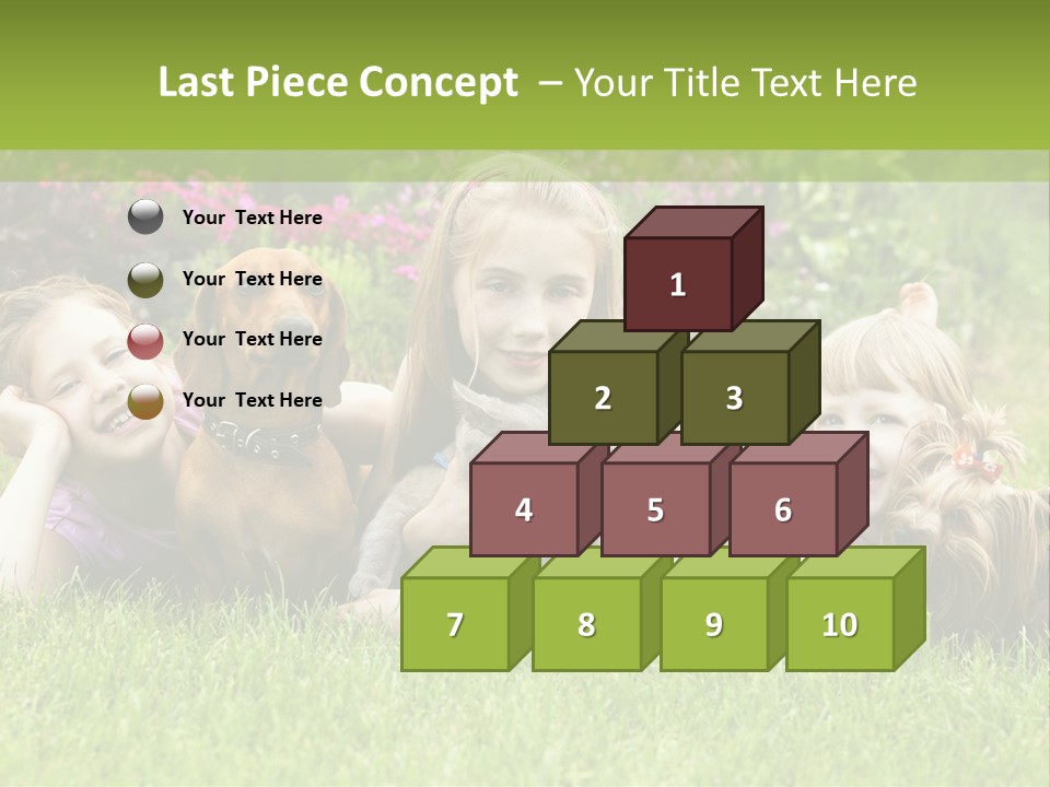 A Group Of Children Laying In The Grass With A Dog PowerPoint Template