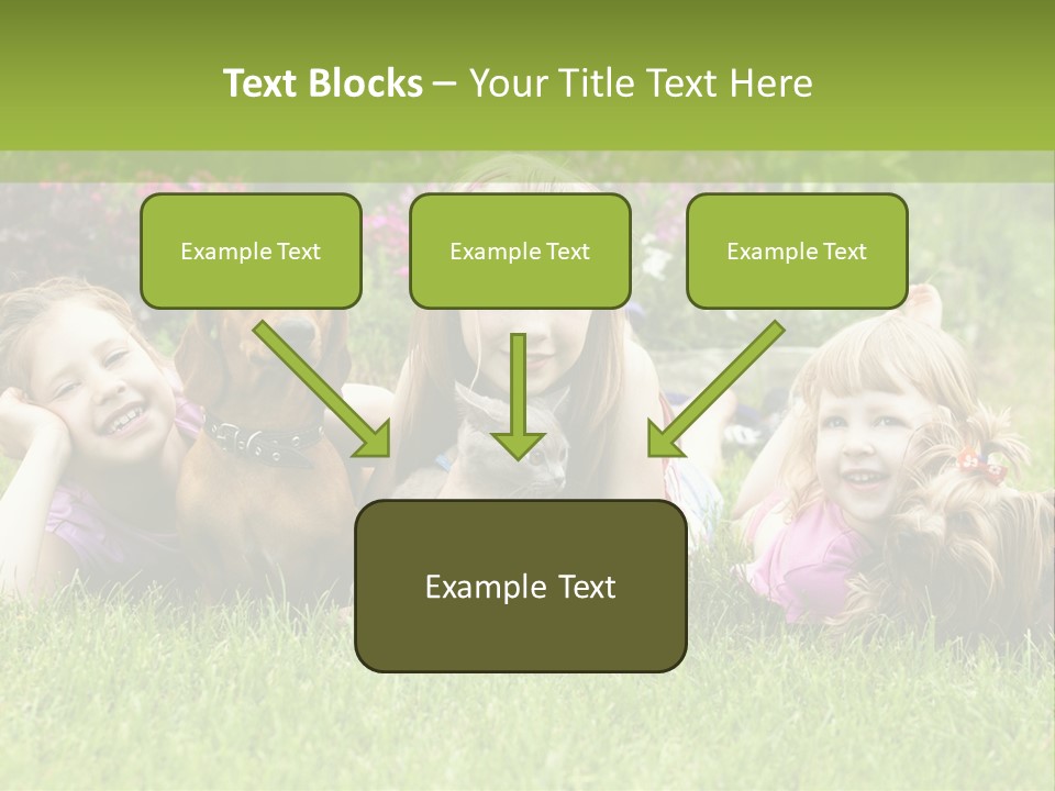A Group Of Children Laying In The Grass With A Dog PowerPoint Template